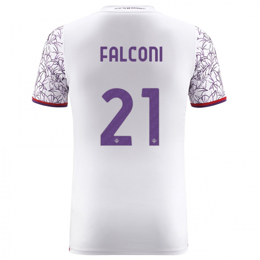 Kobiety Niccolo Falconi #21 Biały Wyjazdowa Koszulka 2023/24 Koszulki Klubowe