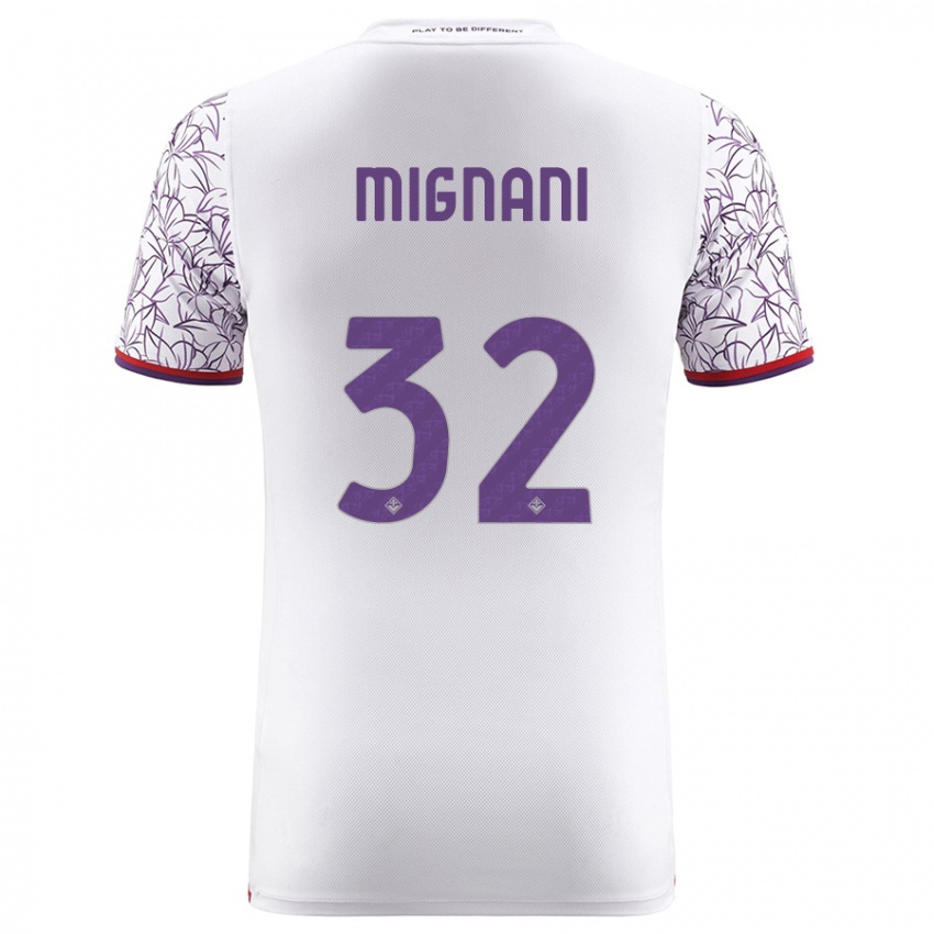 Kobiety Carlo Mignani #32 Biały Wyjazdowa Koszulka 2023/24 Koszulki Klubowe