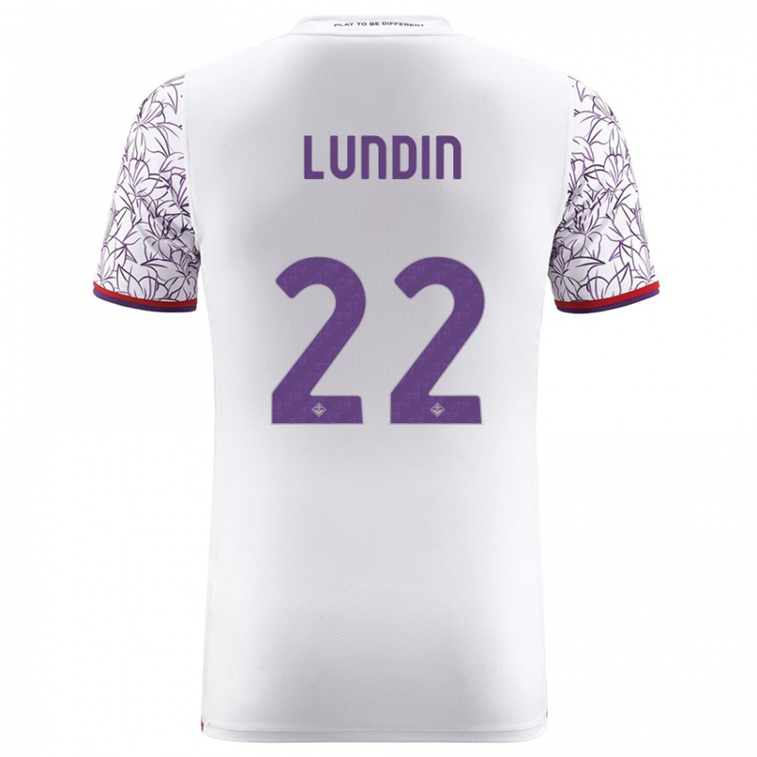 Kobiety Karin Lundin #22 Biały Wyjazdowa Koszulka 2023/24 Koszulki Klubowe
