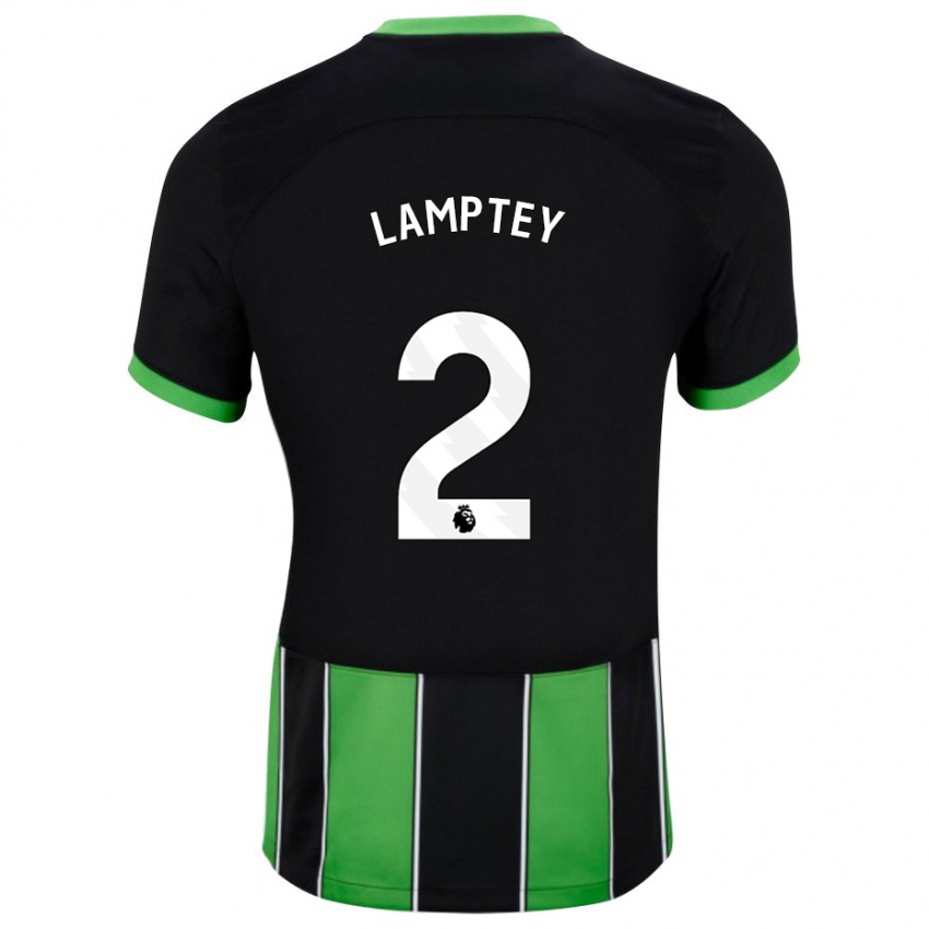 Kobiety Tariq Lamptey #2 Czarny Zielony Wyjazdowa Koszulka 2023/24 Koszulki Klubowe