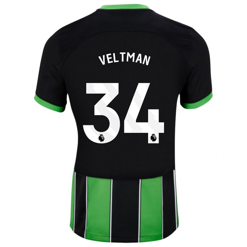 Kobiety Joel Veltman #34 Czarny Zielony Wyjazdowa Koszulka 2023/24 Koszulki Klubowe