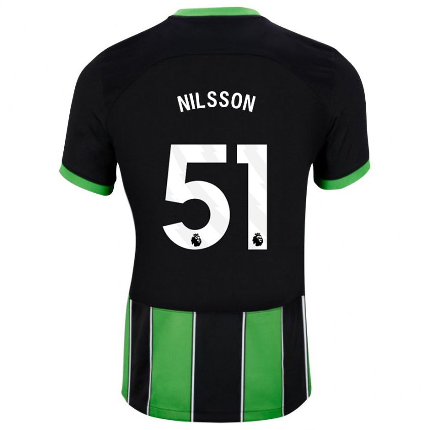 Kobiety Casper Nilsson #51 Czarny Zielony Wyjazdowa Koszulka 2023/24 Koszulki Klubowe