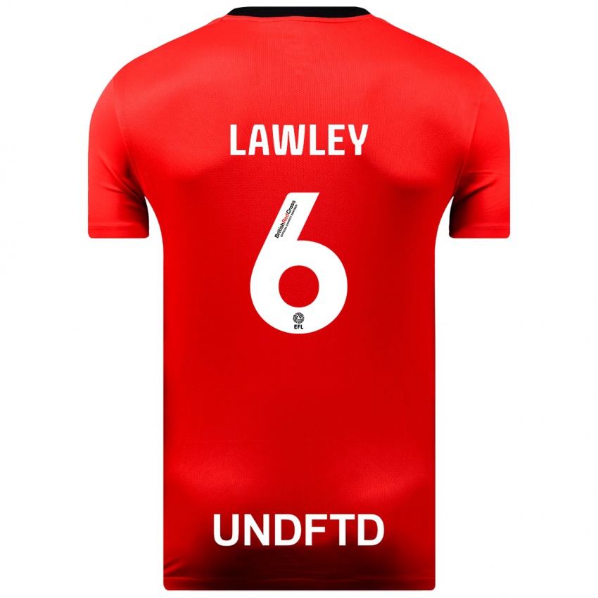 Kobiety Gemma Lawley #6 Czerwony Wyjazdowa Koszulka 2023/24 Koszulki Klubowe