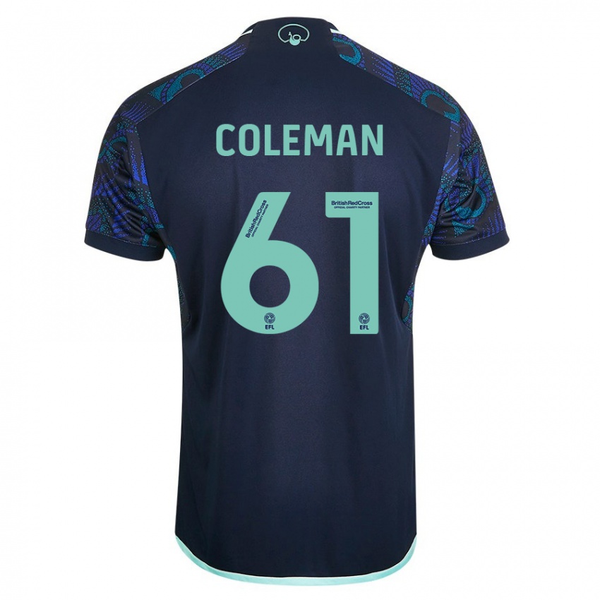 Kobiety Cian Coleman #61 Niebieski Wyjazdowa Koszulka 2023/24 Koszulki Klubowe
