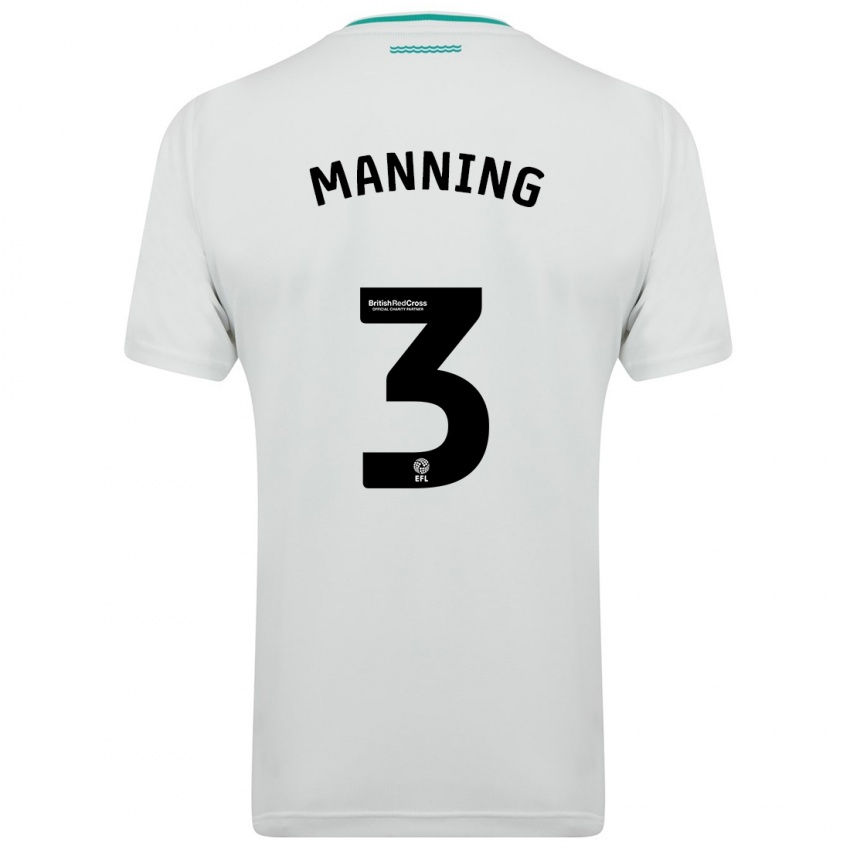 Kobiety Ryan Manning #3 Biały Wyjazdowa Koszulka 2023/24 Koszulki Klubowe