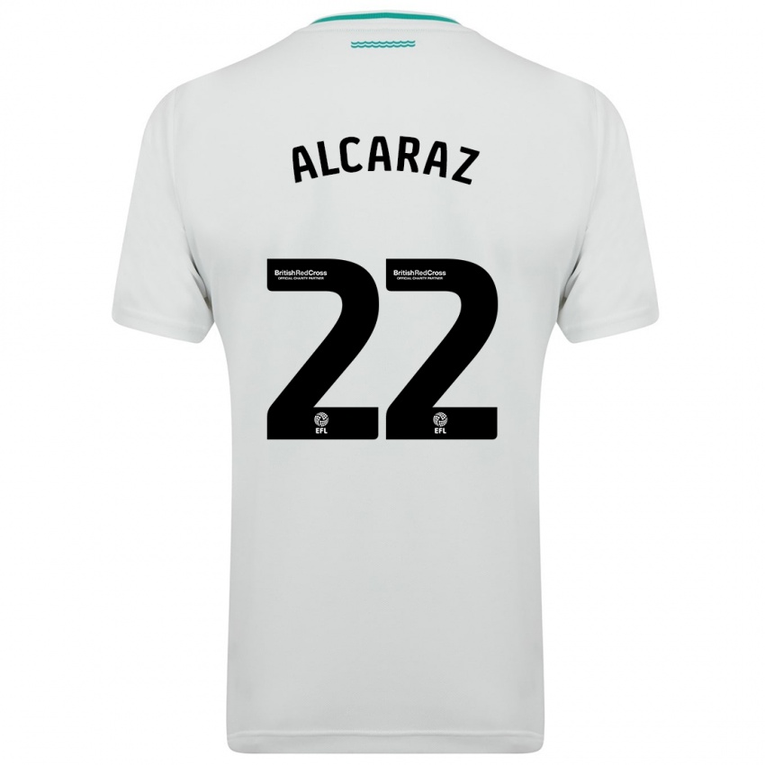 Kobiety Carlos Alcaraz #22 Biały Wyjazdowa Koszulka 2023/24 Koszulki Klubowe