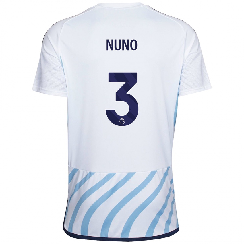 Kobiety Nuno Tavares #3 Biało Niebieski Wyjazdowa Koszulka 2023/24 Koszulki Klubowe