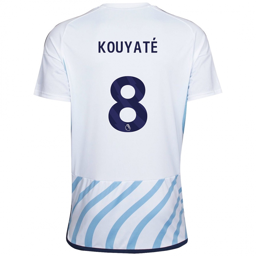 Kobiety Cheikhou Kouyate #8 Biało Niebieski Wyjazdowa Koszulka 2023/24 Koszulki Klubowe