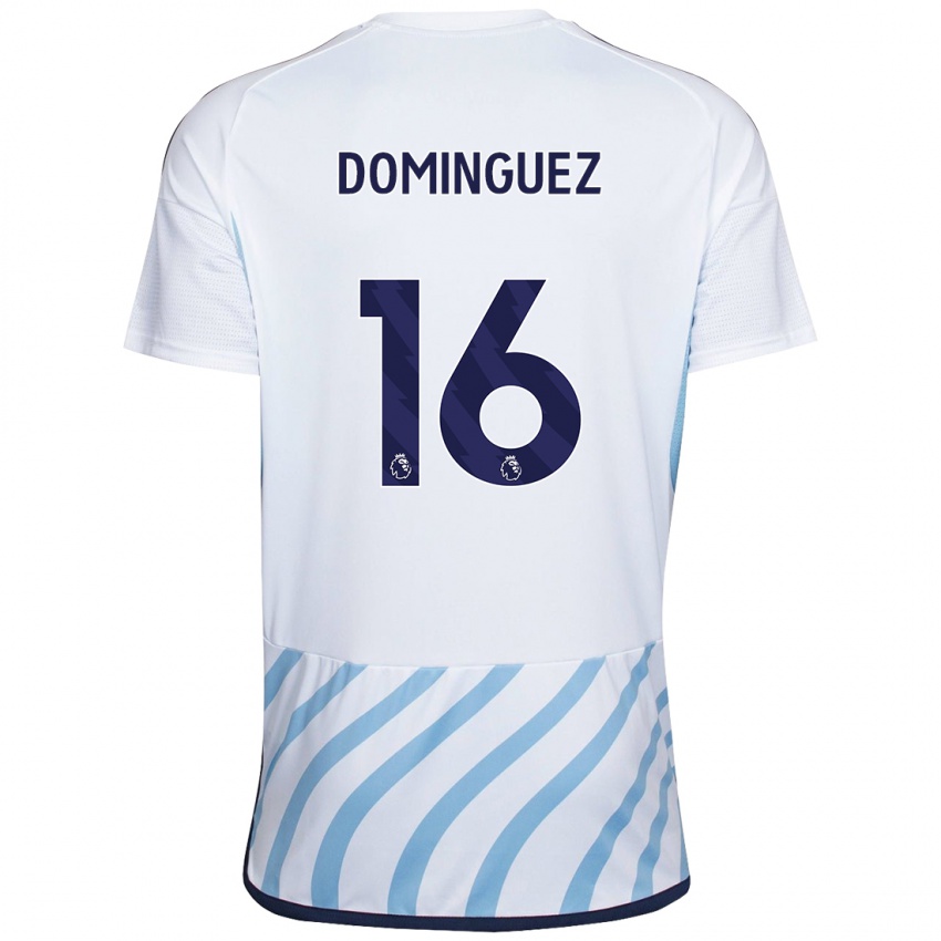 Kobiety Nicolas Dominguez #16 Biało Niebieski Wyjazdowa Koszulka 2023/24 Koszulki Klubowe