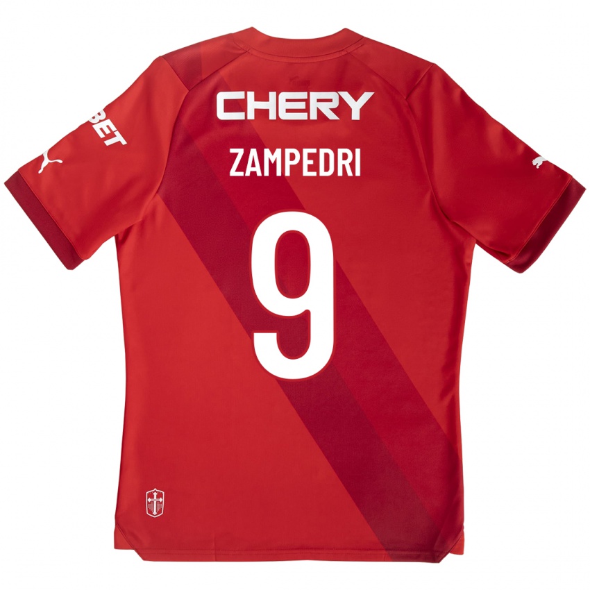 Kobiety Fernando Zampedri #9 Czerwony Wyjazdowa Koszulka 2023/24 Koszulki Klubowe