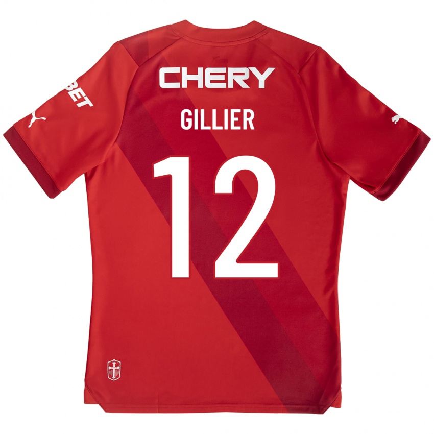 Kobiety Thomas Gillier #12 Czerwony Wyjazdowa Koszulka 2023/24 Koszulki Klubowe