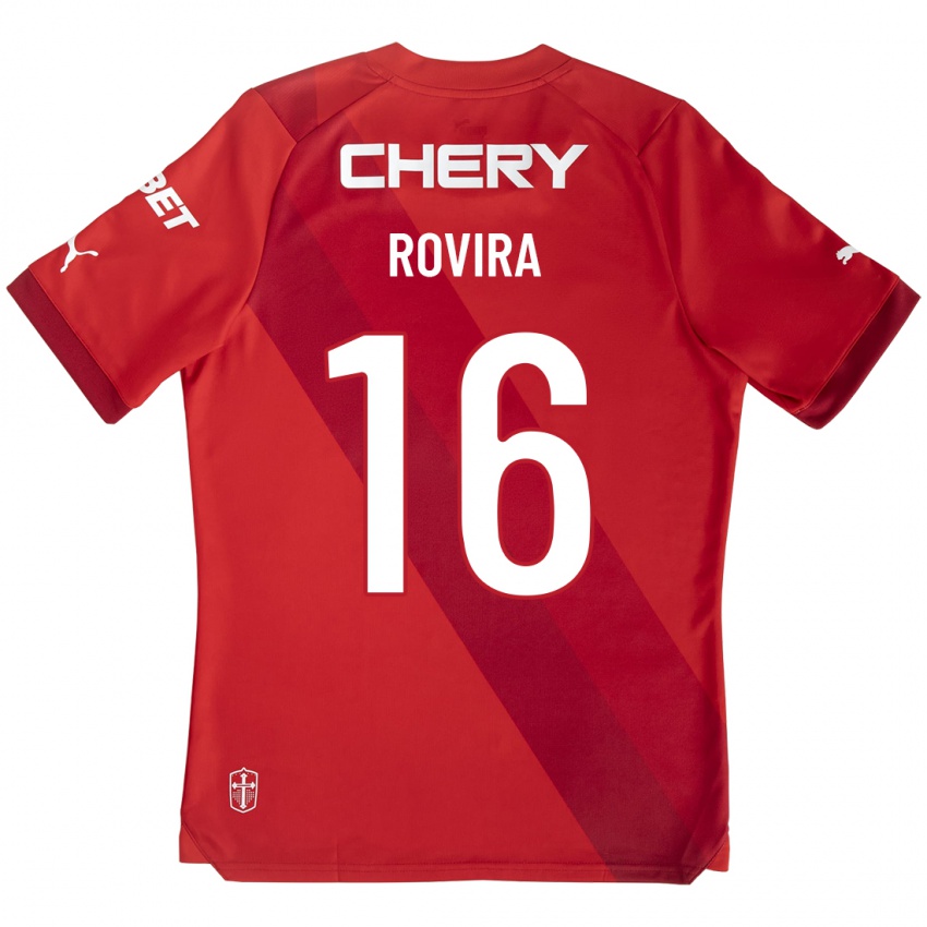 Kobiety Brayan Rovira #16 Czerwony Wyjazdowa Koszulka 2023/24 Koszulki Klubowe