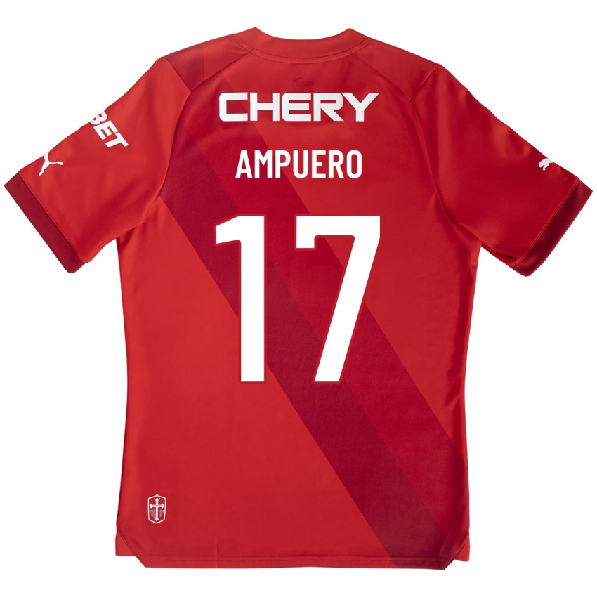 Kobiety Branco Ampuero #17 Czerwony Wyjazdowa Koszulka 2023/24 Koszulki Klubowe
