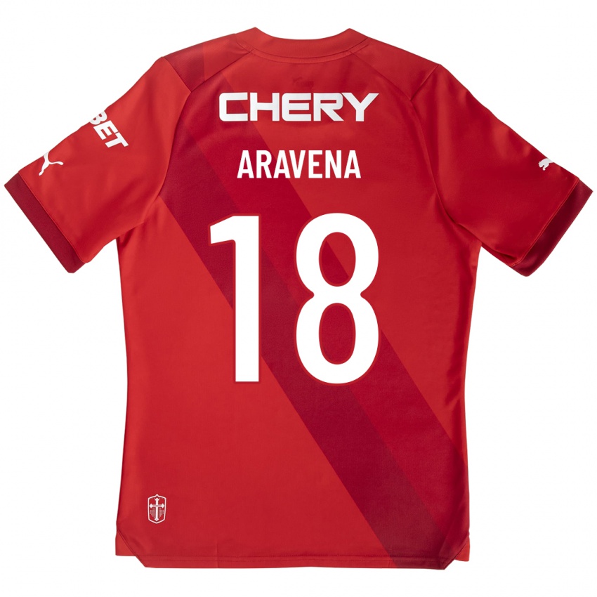 Kobiety Alexander Aravena #18 Czerwony Wyjazdowa Koszulka 2023/24 Koszulki Klubowe