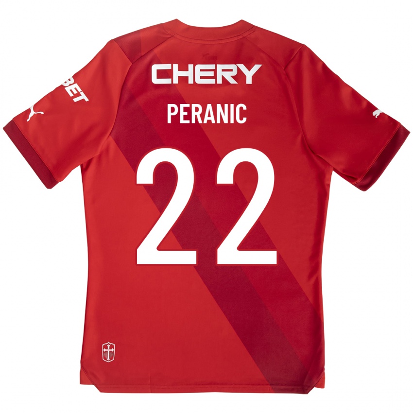 Kobiety Nicolás Peranic #22 Czerwony Wyjazdowa Koszulka 2023/24 Koszulki Klubowe