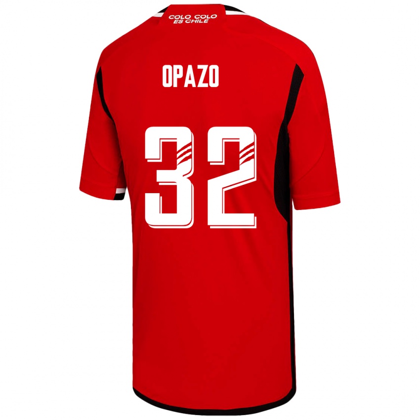 Kobiety Óscar Opazo #32 Czerwony Wyjazdowa Koszulka 2023/24 Koszulki Klubowe