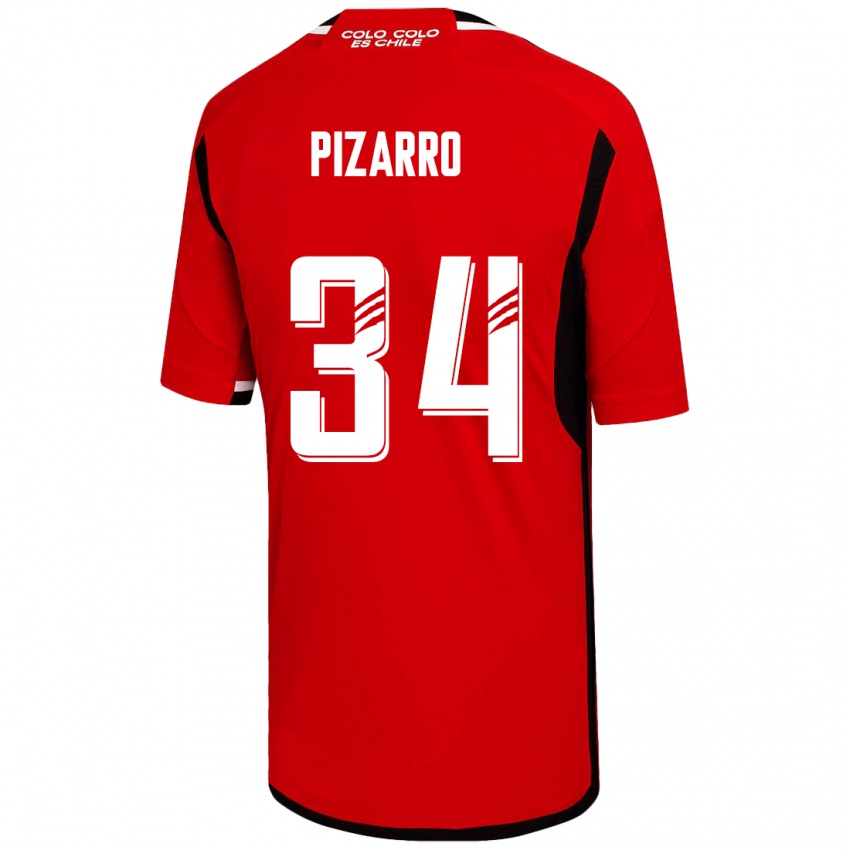 Kobiety Vicente Pizarro #34 Czerwony Wyjazdowa Koszulka 2023/24 Koszulki Klubowe