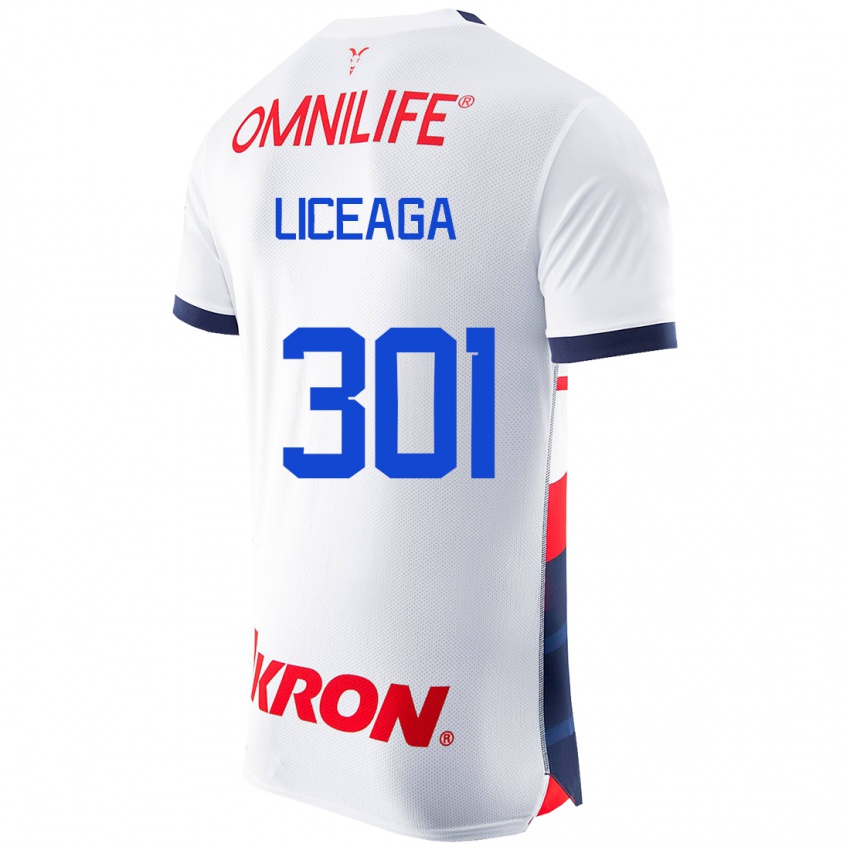 Kobiety Juan Liceaga #301 Biały Wyjazdowa Koszulka 2023/24 Koszulki Klubowe