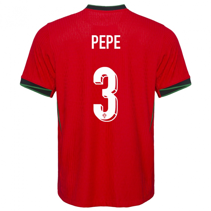 Dzieci Portugalia Pepe #3 Czerwony Domowa Koszulka 24-26 Koszulki Klubowe