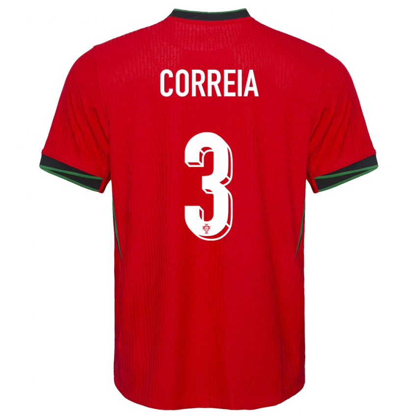 Dzieci Portugalia Alicia Correia #3 Czerwony Domowa Koszulka 24-26 Koszulki Klubowe