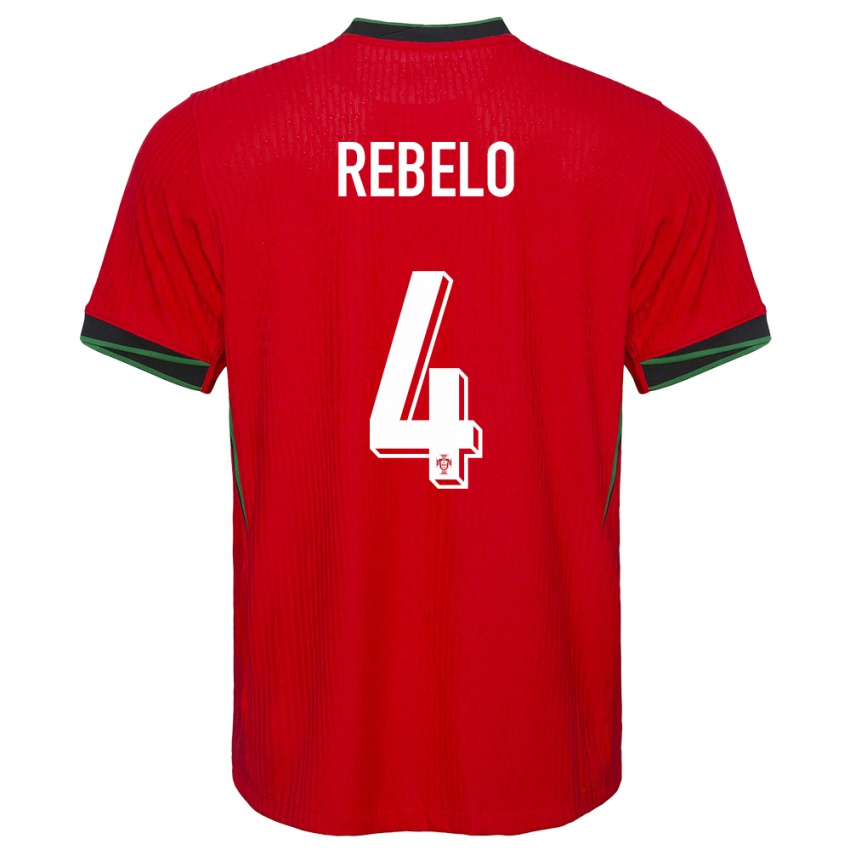 Dzieci Portugalia Silvia Rebelo #4 Czerwony Domowa Koszulka 24-26 Koszulki Klubowe