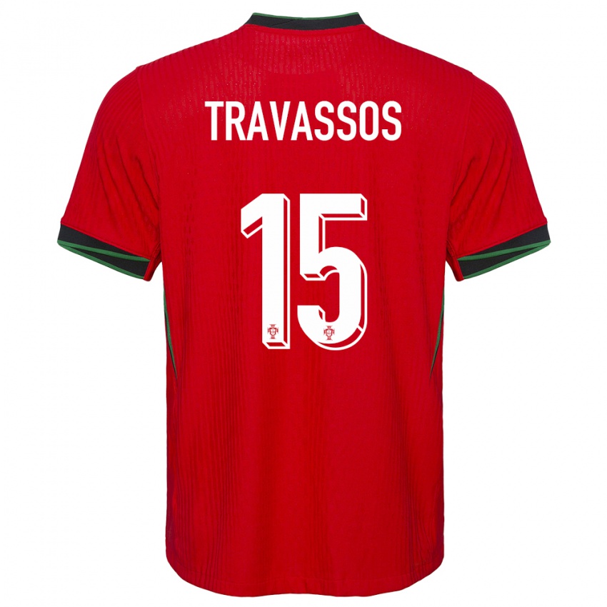 Dzieci Portugalia Diogo Travassos #15 Czerwony Domowa Koszulka 24-26 Koszulki Klubowe