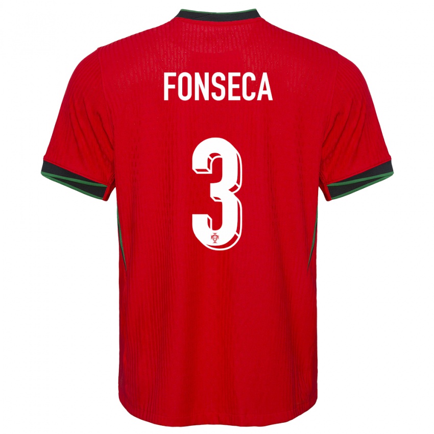 Dzieci Portugalia Joao Fonseca #3 Czerwony Domowa Koszulka 24-26 Koszulki Klubowe