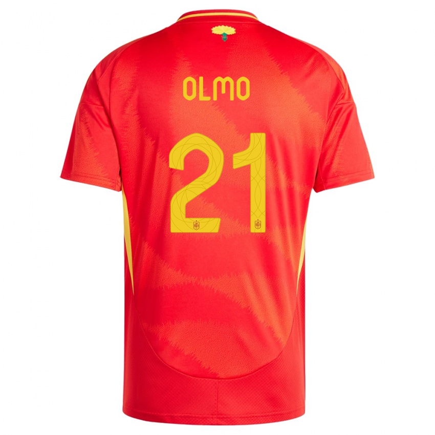 Dzieci Hiszpania Dani Olmo #21 Czerwony Domowa Koszulka 24-26 Koszulki Klubowe