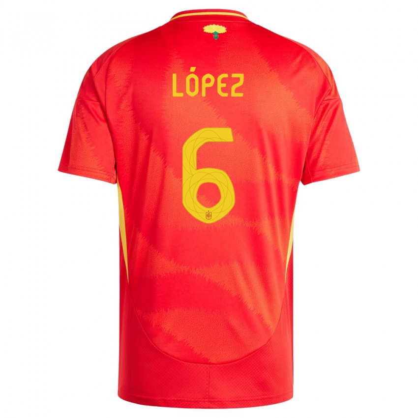 Dzieci Hiszpania Maitane Lopez #6 Czerwony Domowa Koszulka 24-26 Koszulki Klubowe