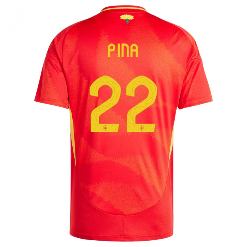 Dzieci Hiszpania Claudia Pina #22 Czerwony Domowa Koszulka 24-26 Koszulki Klubowe