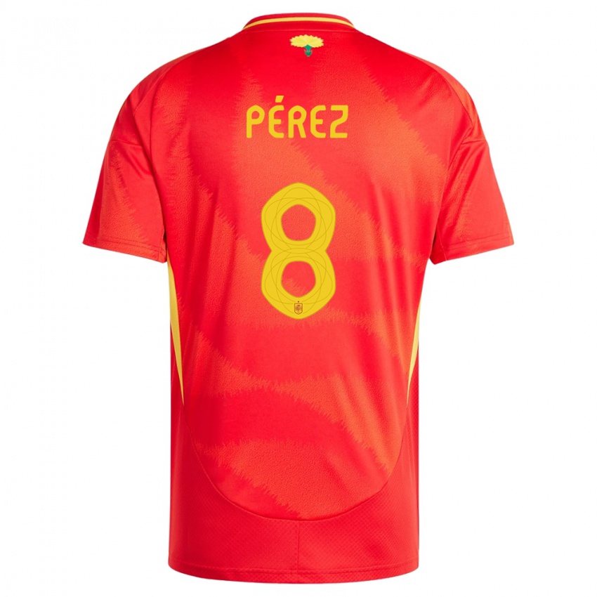 Dzieci Hiszpania Dani Perez #8 Czerwony Domowa Koszulka 24-26 Koszulki Klubowe