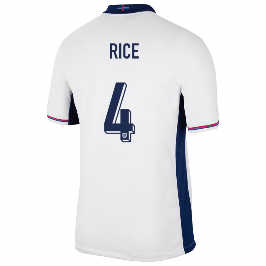 Dzieci Anglia Declan Rice #4 Biały Domowa Koszulka 24-26 Koszulki Klubowe
