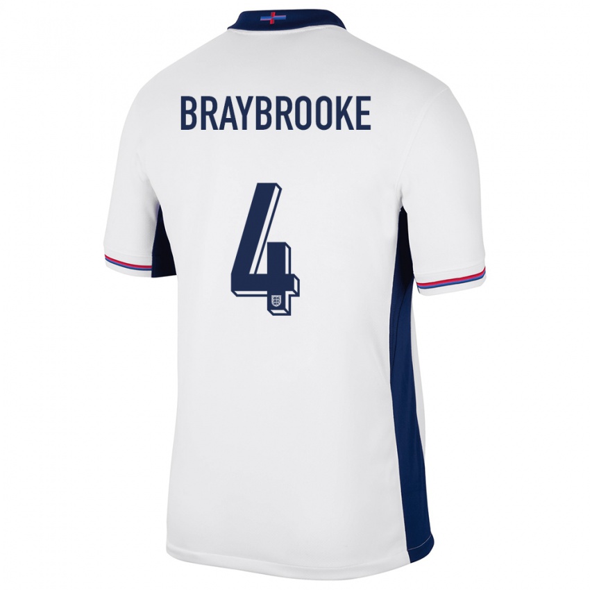 Dzieci Anglia Samuel Braybrooke #4 Biały Domowa Koszulka 24-26 Koszulki Klubowe