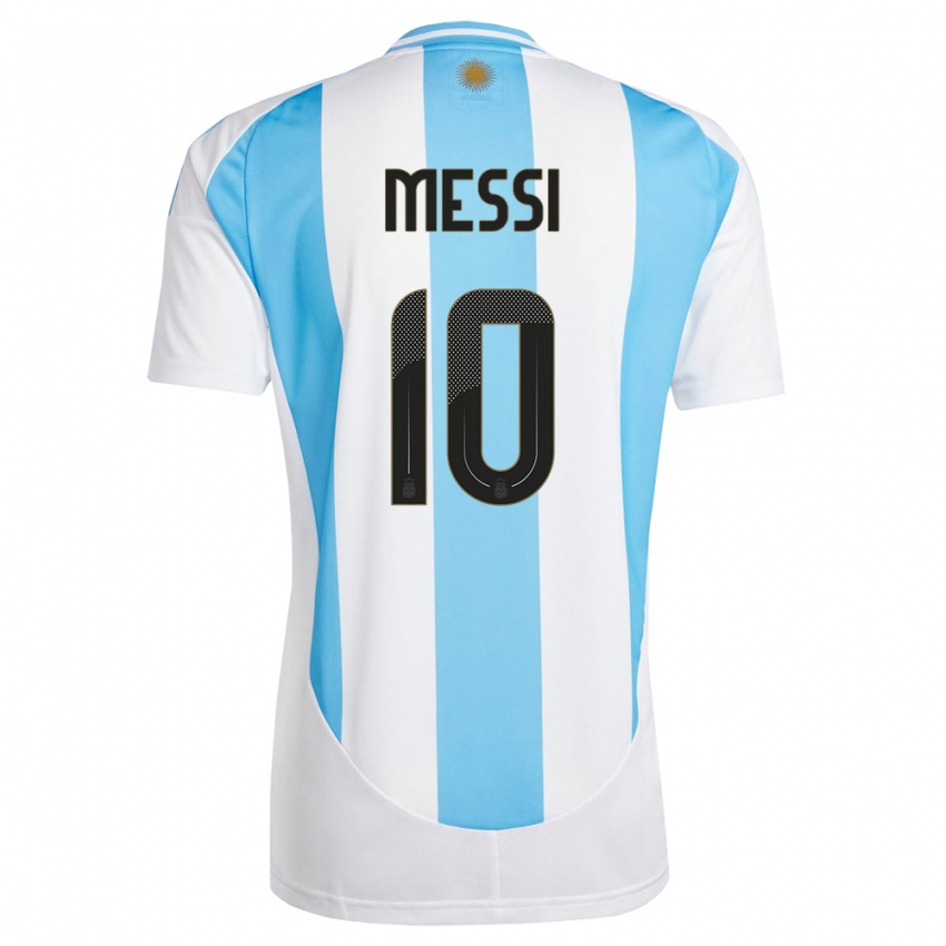 Dzieci Argentyna Lionel Messi #10 Biało Niebieski Domowa Koszulka 24-26 Koszulki Klubowe