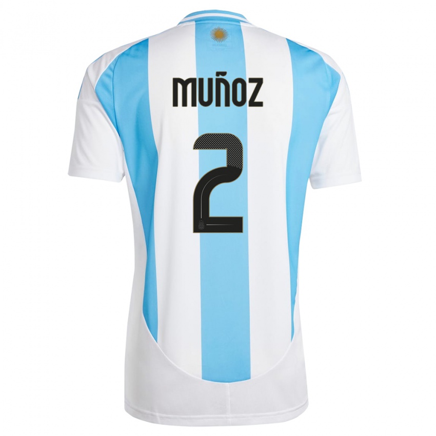 Dzieci Argentyna Luana Munoz #2 Biało Niebieski Domowa Koszulka 24-26 Koszulki Klubowe