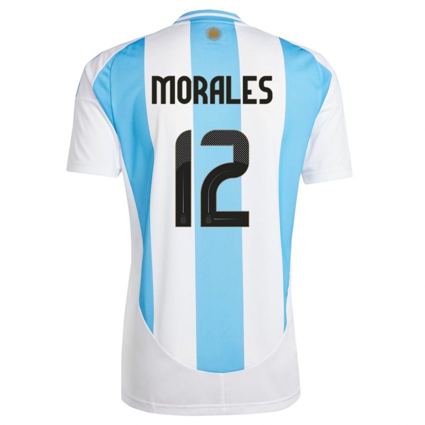 Dzieci Argentyna Lautaro Morales #12 Biało Niebieski Domowa Koszulka 24-26 Koszulki Klubowe