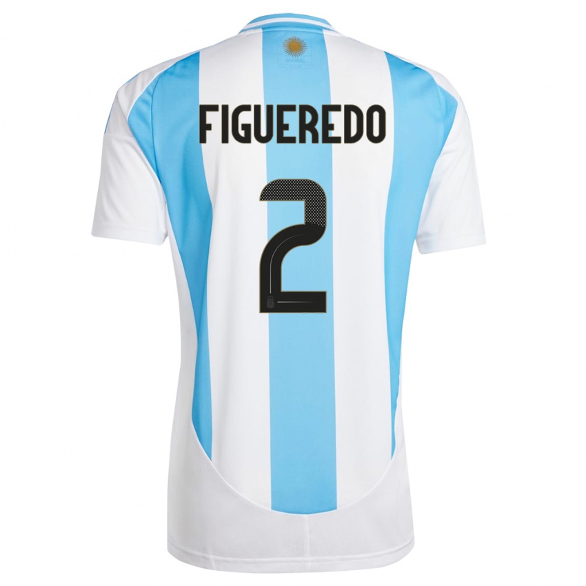 Dzieci Argentyna Leandro Figueredo #2 Biało Niebieski Domowa Koszulka 24-26 Koszulki Klubowe