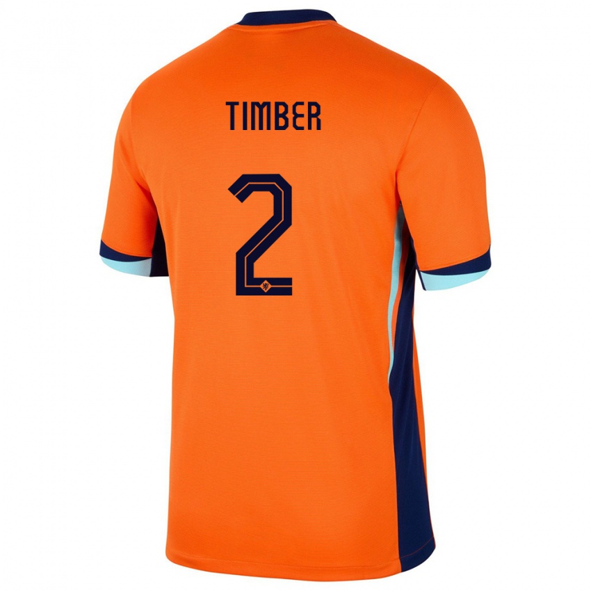 Dzieci Holandia Jurrien Timber #2 Pomarańczowy Domowa Koszulka 24-26 Koszulki Klubowe