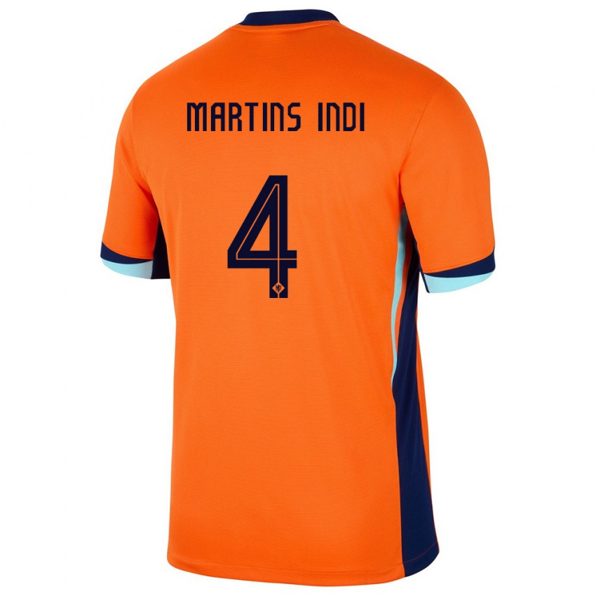 Dzieci Holandia Bruno Martins Indi #4 Pomarańczowy Domowa Koszulka 24-26 Koszulki Klubowe