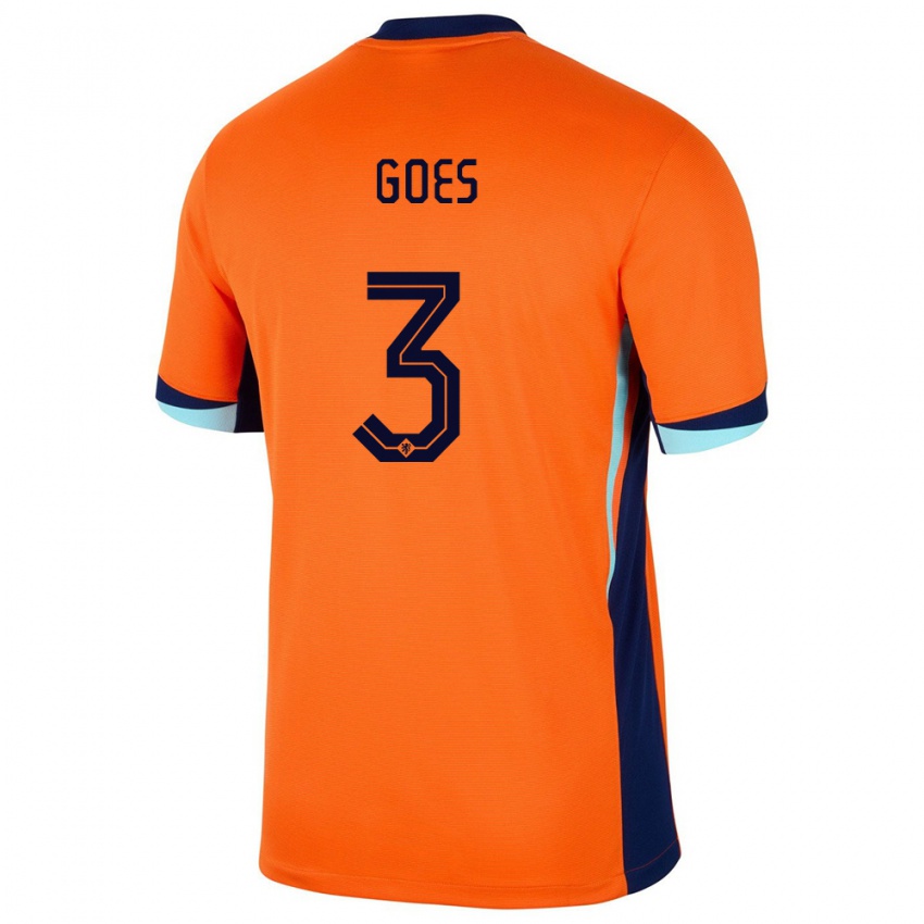 Dzieci Holandia Wouter Goes #3 Pomarańczowy Domowa Koszulka 24-26 Koszulki Klubowe