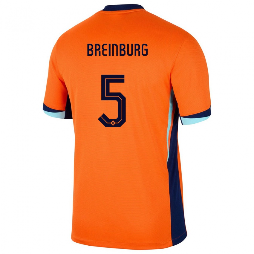 Dzieci Holandia Rainey Breinburg #5 Pomarańczowy Domowa Koszulka 24-26 Koszulki Klubowe