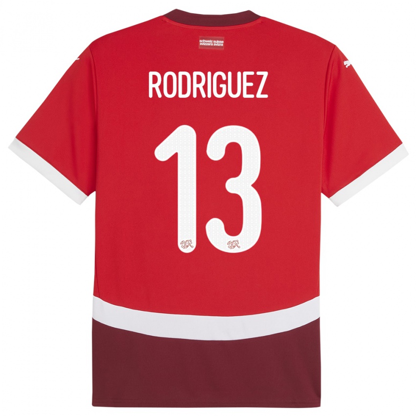 Dzieci Szwajcaria Ricardo Rodriguez #13 Czerwony Domowa Koszulka 24-26 Koszulki Klubowe