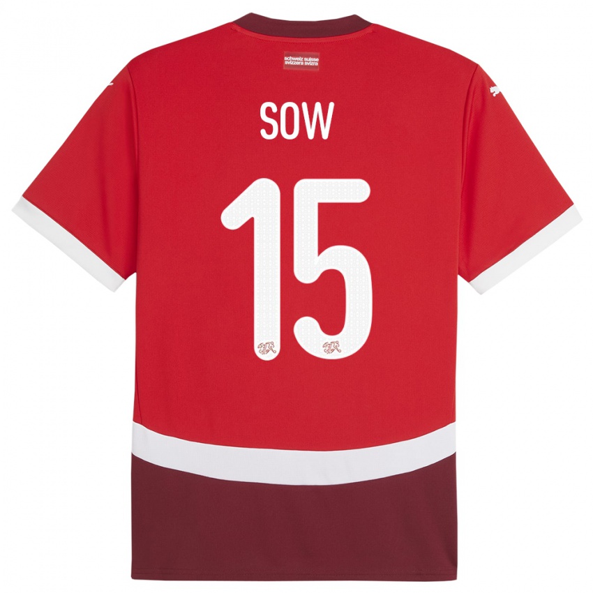 Dzieci Szwajcaria Djibril Sow #15 Czerwony Domowa Koszulka 24-26 Koszulki Klubowe