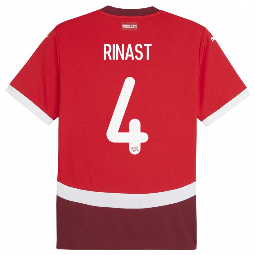 Dzieci Szwajcaria Rachel Rinast #4 Czerwony Domowa Koszulka 24-26 Koszulki Klubowe
