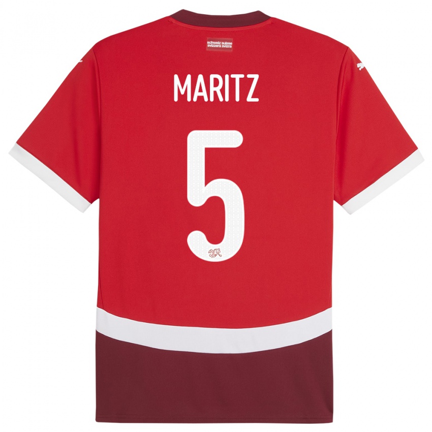 Dzieci Szwajcaria Noelle Maritz #5 Czerwony Domowa Koszulka 24-26 Koszulki Klubowe