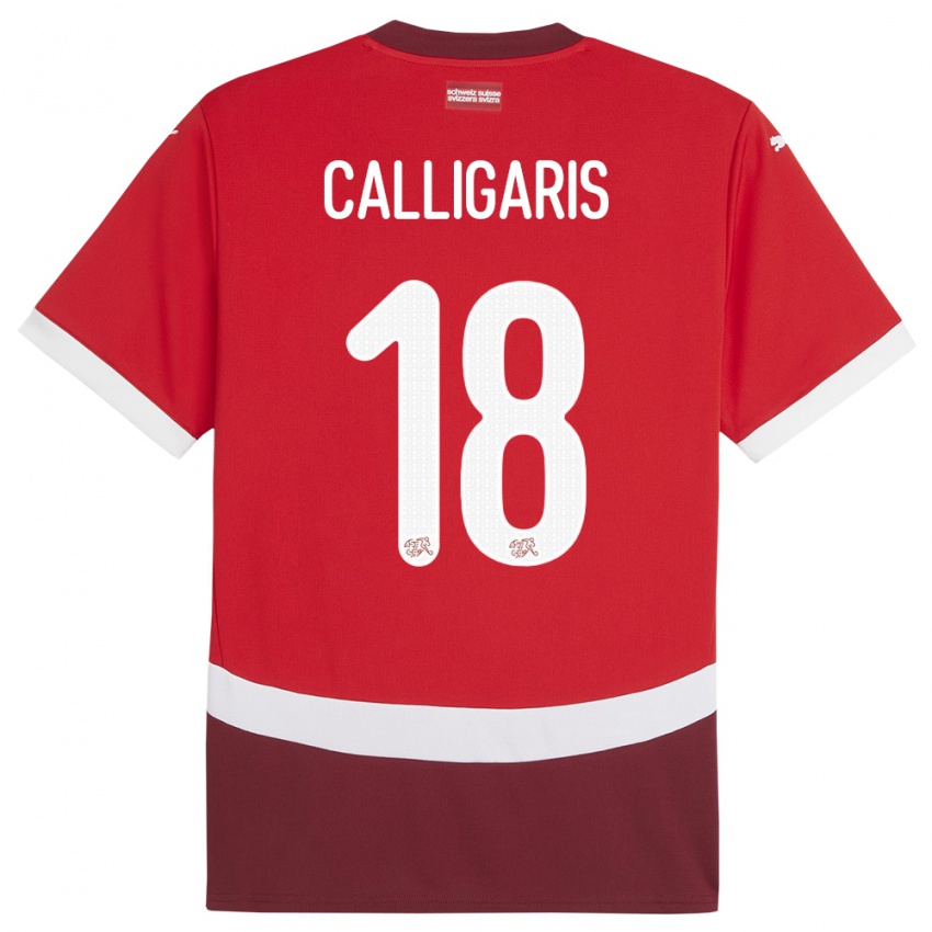 Dzieci Szwajcaria Viola Calligaris #18 Czerwony Domowa Koszulka 24-26 Koszulki Klubowe