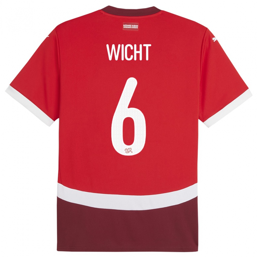 Dzieci Szwajcaria Nathan Wicht #6 Czerwony Domowa Koszulka 24-26 Koszulki Klubowe