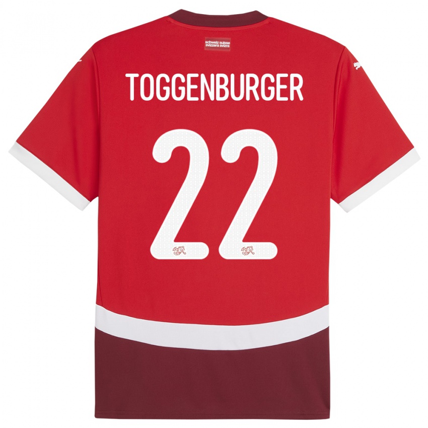 Dzieci Szwajcaria Nando Toggenburger #22 Czerwony Domowa Koszulka 24-26 Koszulki Klubowe