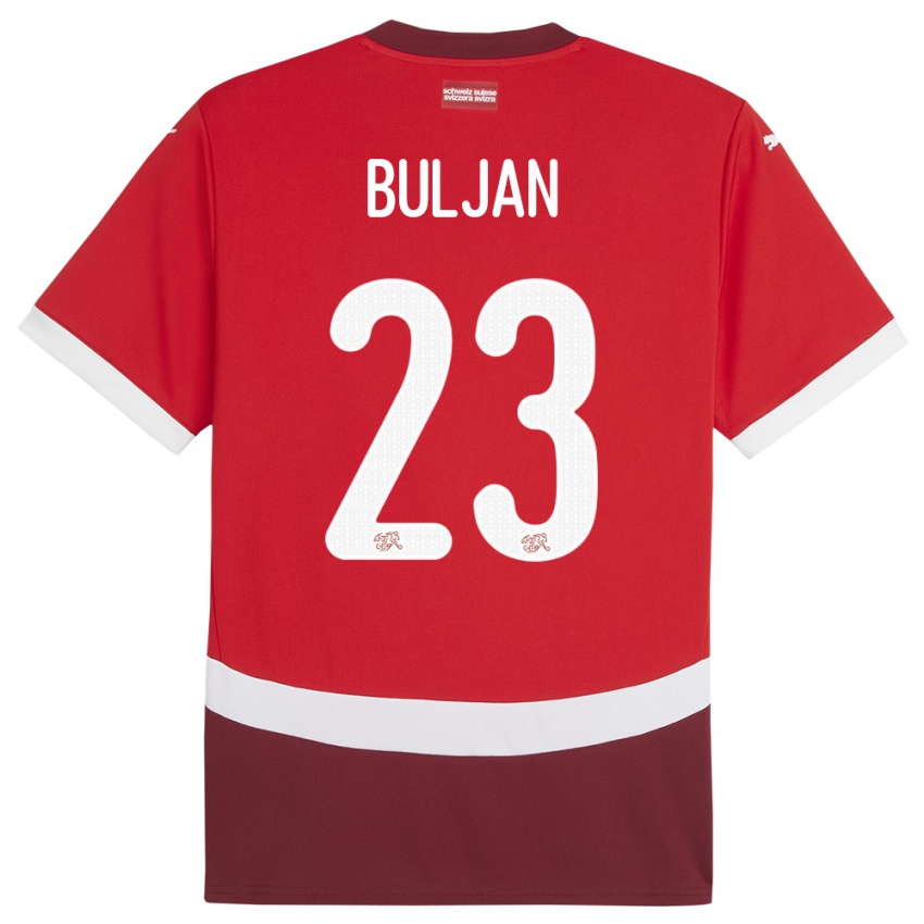 Dzieci Szwajcaria Leo Buljan #23 Czerwony Domowa Koszulka 24-26 Koszulki Klubowe
