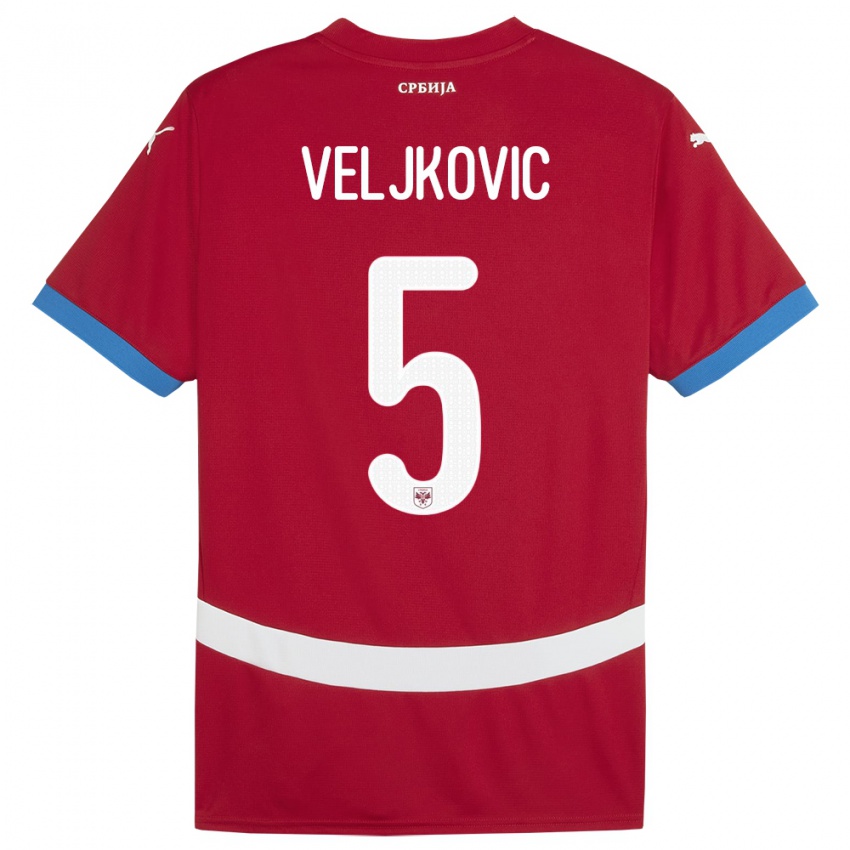 Dzieci Serbia Milos Veljkovic #5 Czerwony Domowa Koszulka 24-26 Koszulki Klubowe